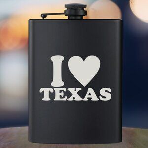 Personalized Engraved Country I Love Heart Texas Black Flask